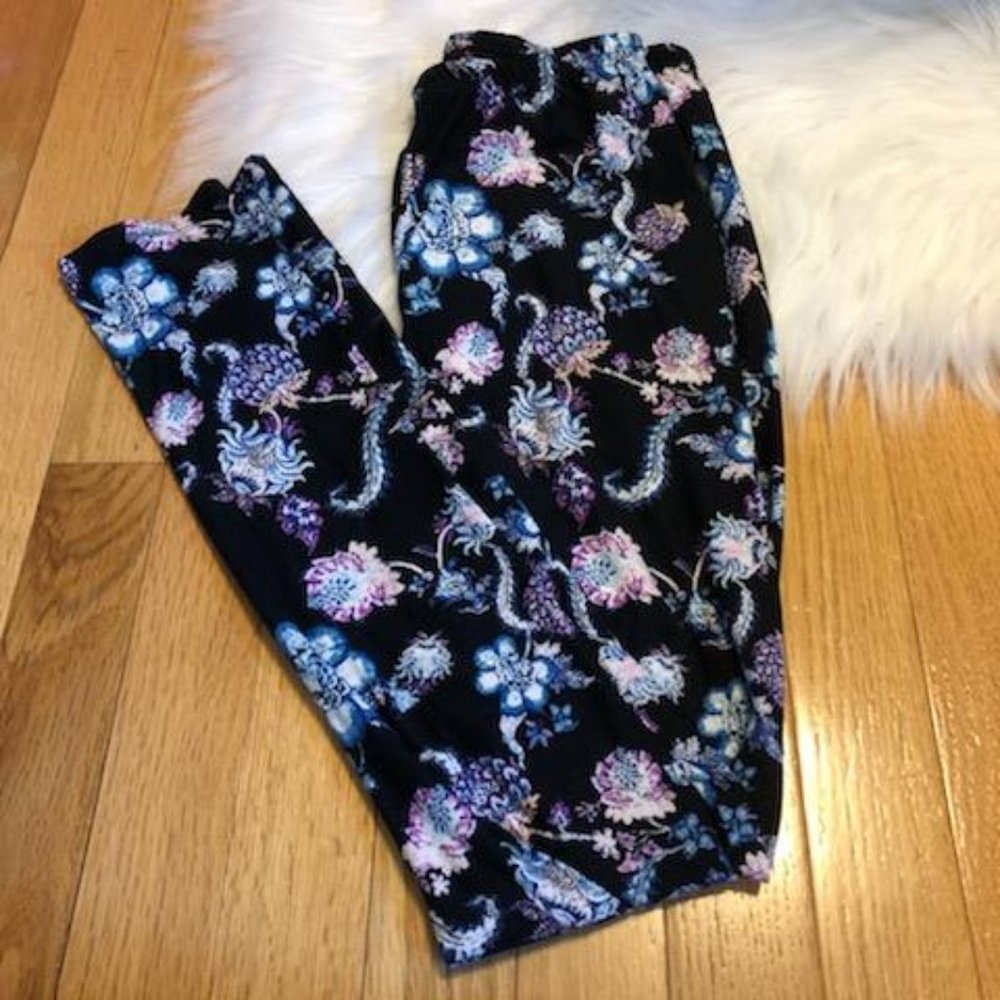 Pink Rose Floral Leggings